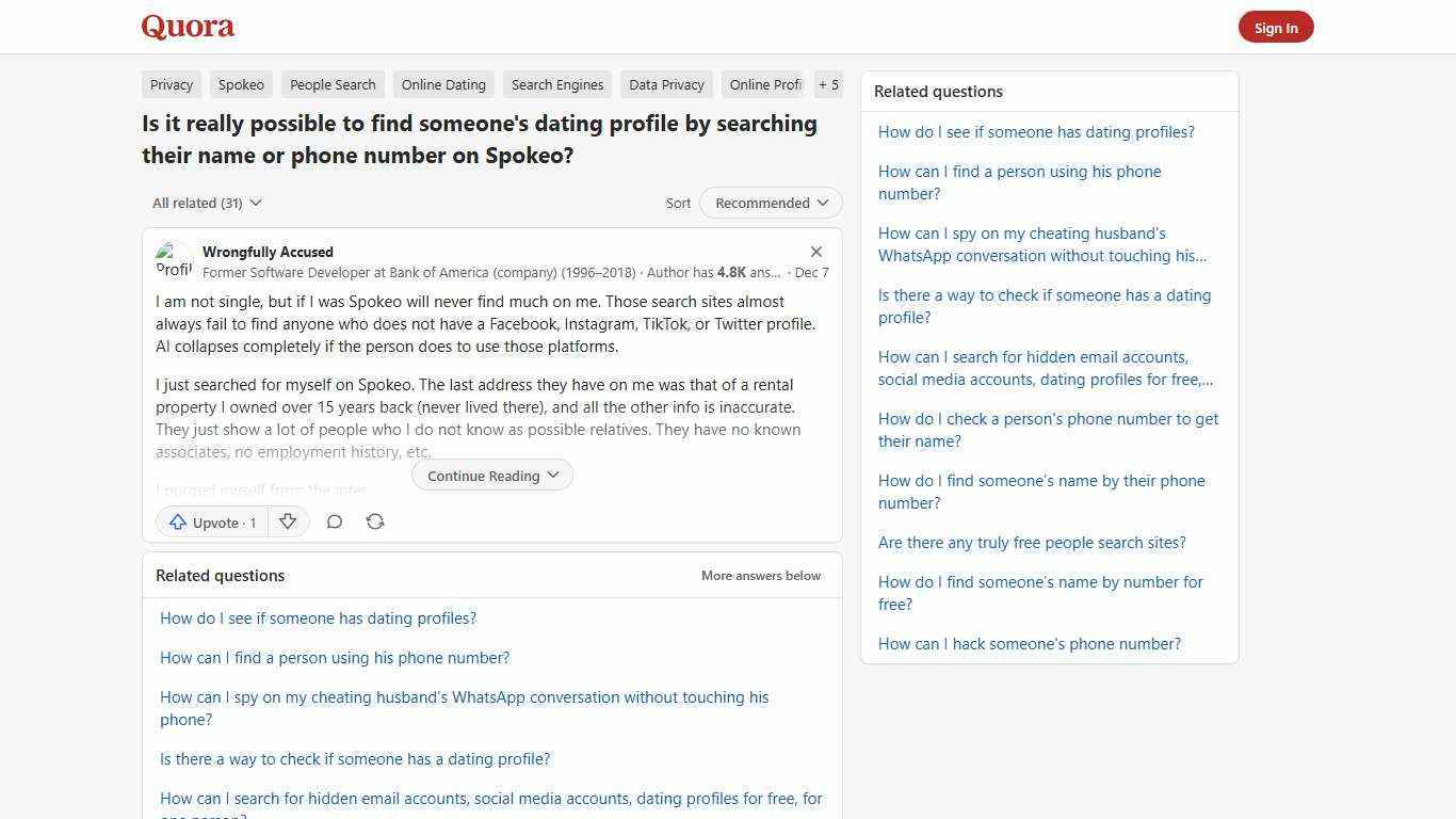 Is it really possible to find someone's dating profile by searching their name or phone number on Spokeo? - Quora