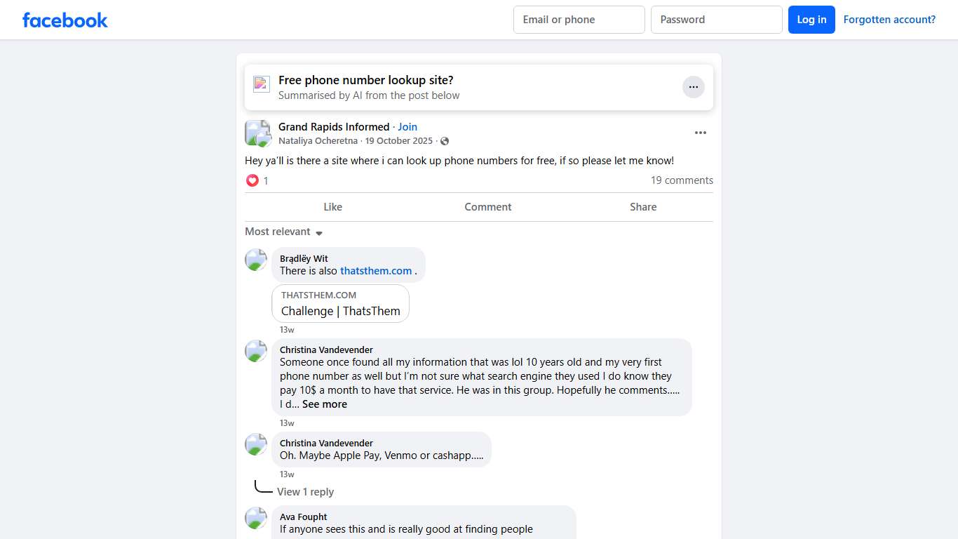 Grand Rapids Informed | Hey ya’ll is there a site where i can look up phone numbers for free, if so please let me know | Facebook